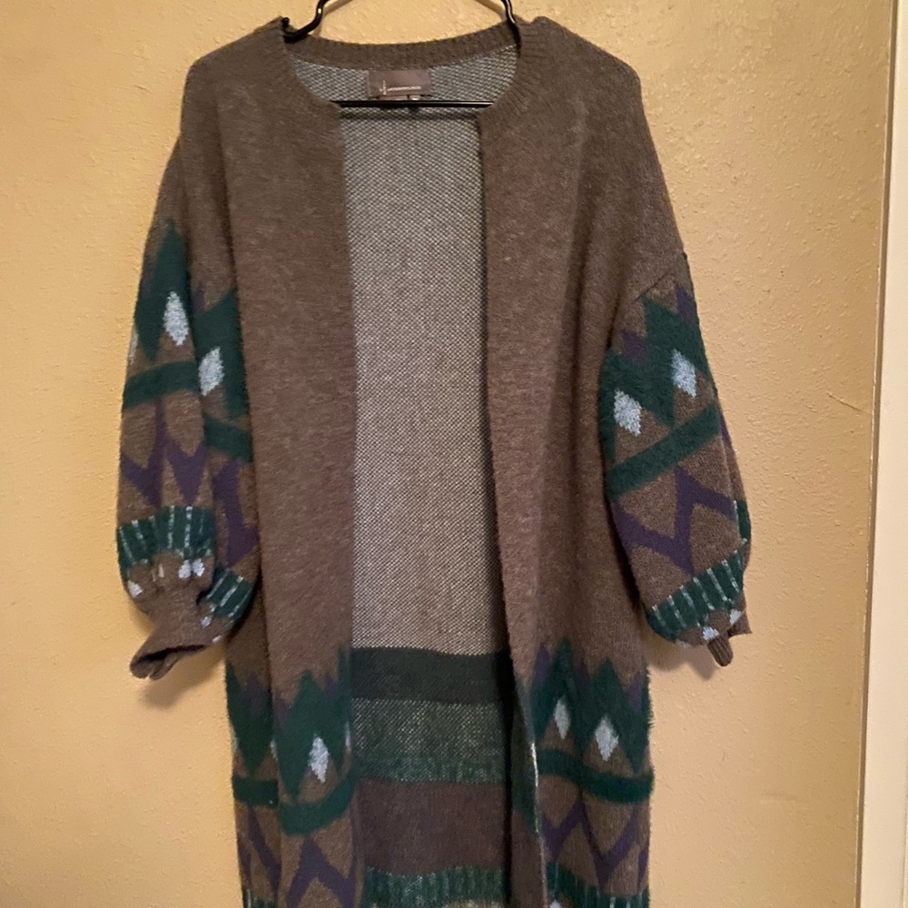 Anthropologie Grey Sweater Southwestern Cardigan